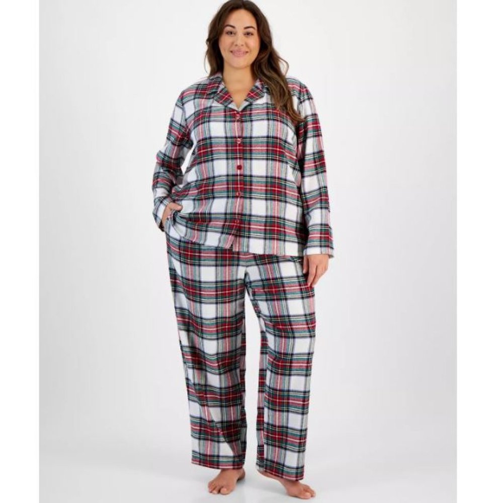Family Pajamas Women's Plus Size Matching Stewart Plaid Family Pajama Set, 1X